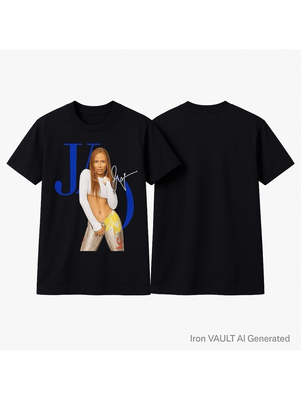 Jennifer Lopez JLO T-Shirt S/M Black Graphic 100% Cotton Signature Tee Music